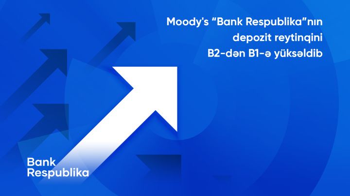 Moody's “Bank Respublika”nın uzunmüddətli depozit reytinqini B2-dən B1-ə yüksəldib