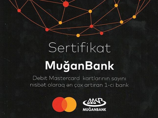 “Muğanbank” beynəlxalq kart təşkilatı tərəfindən mükafatlandırılıb