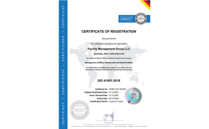 Azərbaycanda ISO 41001:2018 sertifikatına layiq görülən ilk şirkət